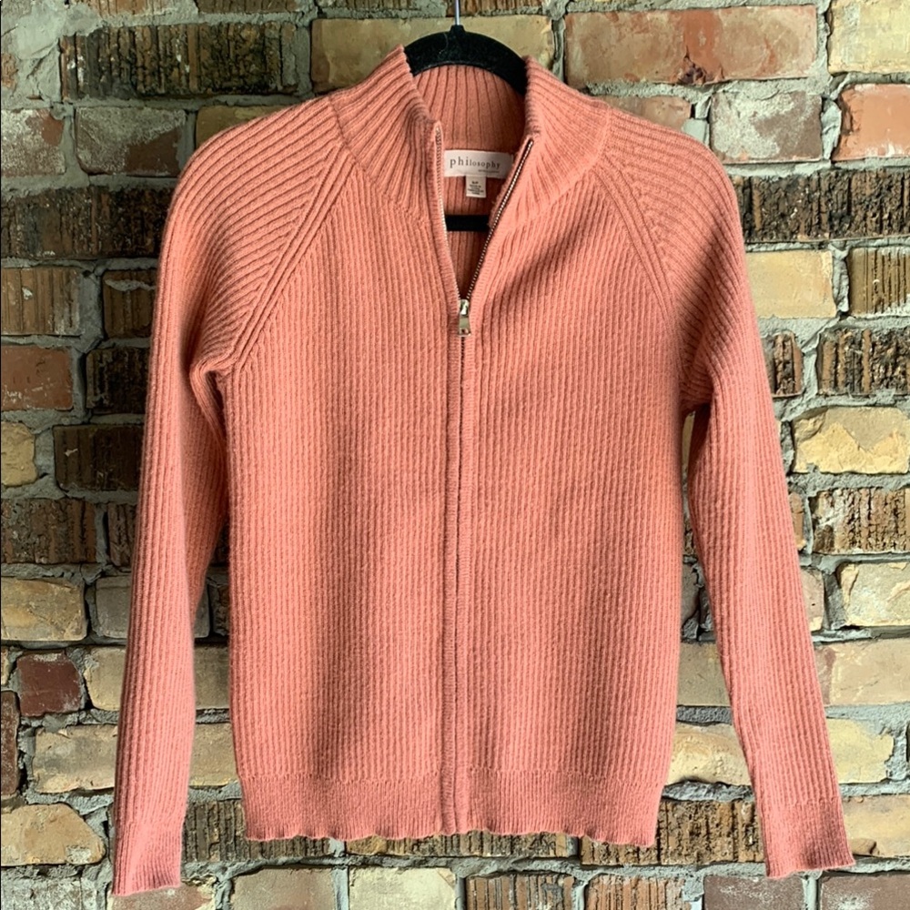Philosophy Coral Zip-Up Cardigan
